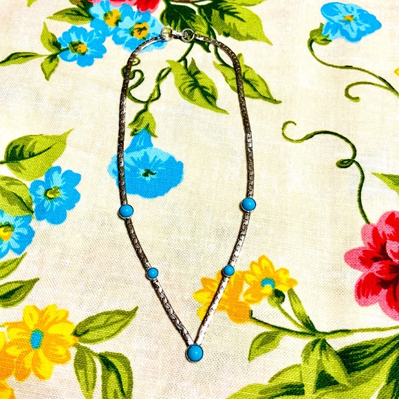 Sarah Coventry Jewelry - Vintage 70s Sarah Coventry Necklace Silver Tone Faux Turquoise